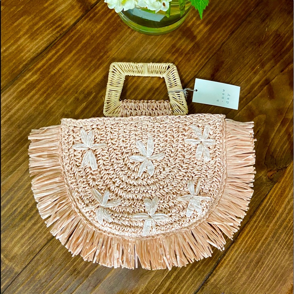 Half Moon Wicker Blush Boho Bag